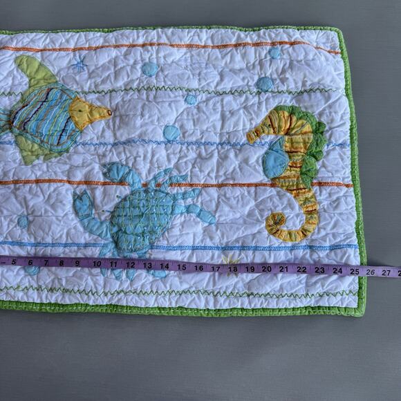 Pottery Barn Kids Ocean Critters Quilted Pillow Sham & Toddler Crib Set 2 Sheets - Picture 4 of 10